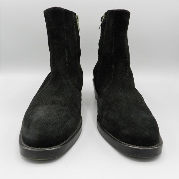 Theyskens Theory Black Suede Ankle Boots Sz 40 EU 9.5 US Low Block Heel Side Zip - Picture 4 of 12